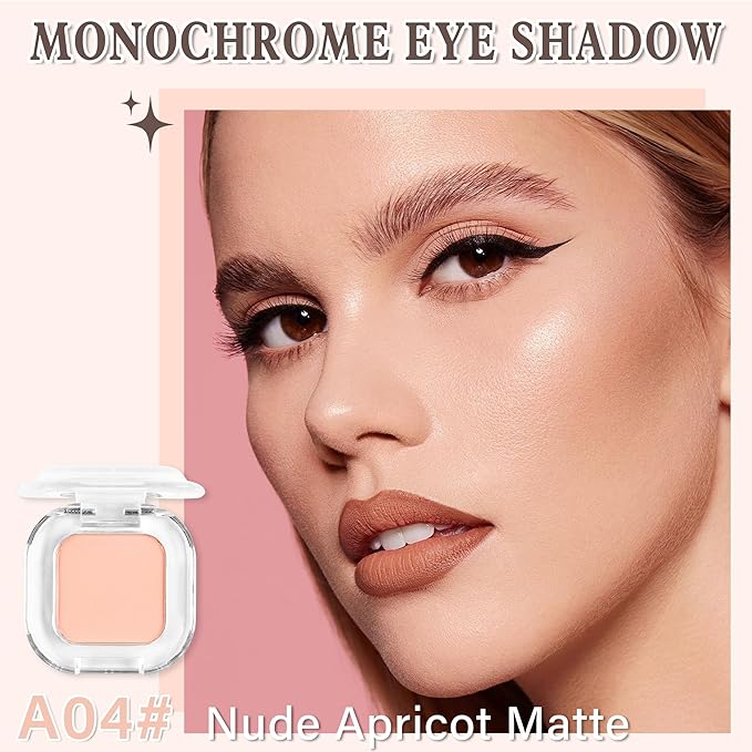 Nude Matte Single Eyeshadow Makeup Powder Palette,High Pigment Blendable Formula Eye Make-up for Women,Neutral Eye Shadow,sombras para ojos,Longwear Waterproof,Vegan & Cruelty-Free,Eyeshadow Gift