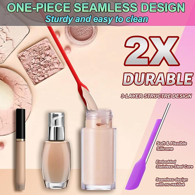 Anaeat Mini Silicone Spatulas - Set of 4 Multifunctional Small Kitchen Scraper Lotion Stirrer Tiny Makeup Beauty Spatula Reusable for Jam Jar, Cosmetic Bottles, Narrow Can and Thin Bottles (Colorful)