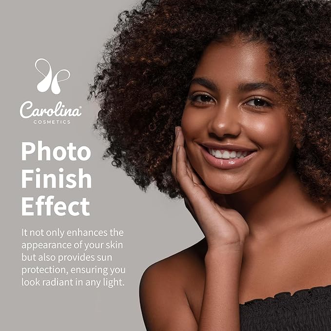 Carolina Cosmetics - Foundation in Honey B Shade Plant-Based - Hydrating, Pore-Minimizing & Buildable Coverage - Vegan, Non-GMO, Paraben-Free - 1oz