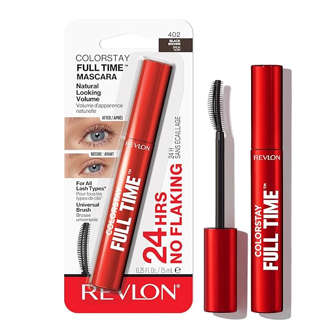 Revlon ColorStay Full Time Mascara, Volumizing Eye Makeup, 24 Hour Wear, Smudge-Proof, Non-Clumping and Flake-Free Formula, 402 Black Brown