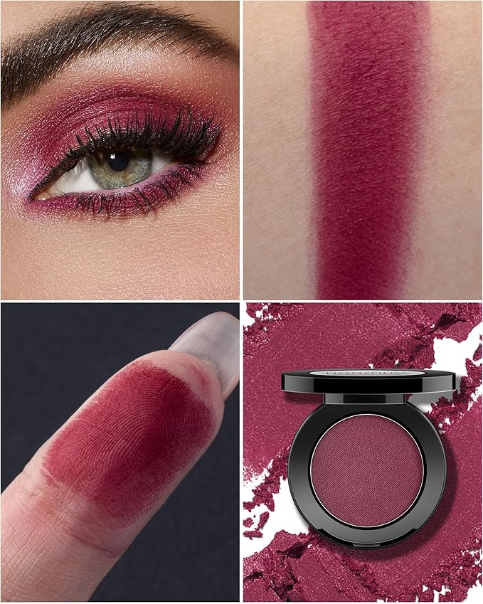Single Berry Eyeshadow Shimmer Handmade Pressed Eyeshadow Palette Long Lasting With No Creasinr Pigmented Dark Red Eye Shadow (Cranberry)