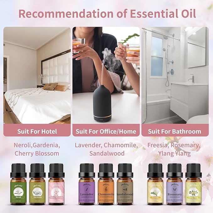 Yethious Cherry Blossom Essential Oil 10ML Set, Aromatherapy Oil for Diffuser, Fragrance, Soap Candle Making (2 Pack)