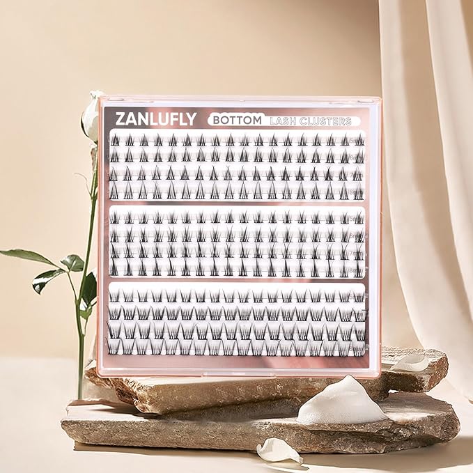 ZANLUFLY Natural Lower Lashes DIY Cluster Eyelash Extension - Wispy Bottom Lash Clusters 5-8MM, 3 Styles