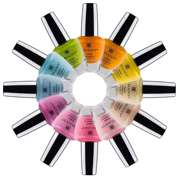 SHANY DIY Nail Polish Set - Quick Dry Nail Lacquer Kit, Vibrant & Colorful DIY Collection, Semi Glossy, Shimmery & Matte Finishes - Full Size - 12 Colors - Pastel