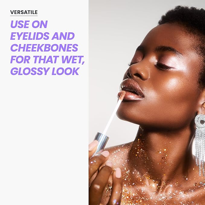 Wonderskin Lip Gloss Blading Top Gloss, Gold Glitter Lip Gloss, Hydrating and High Shine Finish Lip Makeup (Gold Glitter)