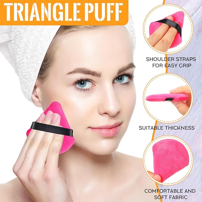Meanplan 100 Pcs Powder Puff Face Soft Makeup Sponge Triangle Powder Puffs for Loose Velour Cosmetic Foundation Wet Dry Sponge Makeup Tools(Vivid Colors)