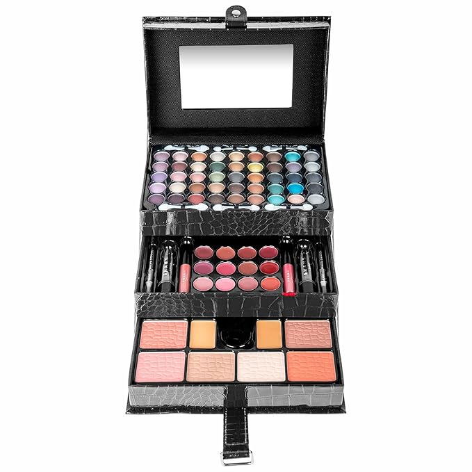 SHANY All In One Makeup Kit (Eyeshadow, Blushes, Powder, Lipstick & More) Holiday Exclusive - BLACK , 72 Piece Set