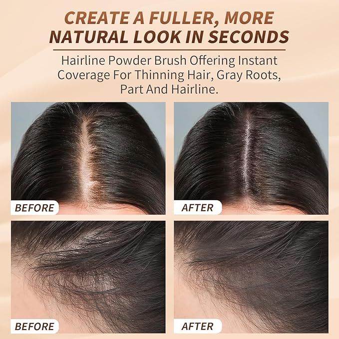 docolor Dual-Ended Hairline Powder Brush, Hair Contour Brush with Sponge Tip, Makeup Brush for Seamless Blending, for Hair Contouring, Root Touch-ups, and Beard Coverage Vegan & Cruelty-free