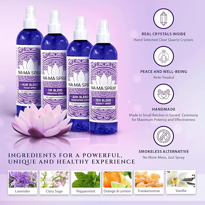 Orange & Frankincense Aromatherapy Spray - Pillow and Shower Aura Cleansing Mist for Relaxation & Positive Energy - Spiritual Gift for Meditation, Spiritual Vibrational Harmony, Tranquility. OM 8oz