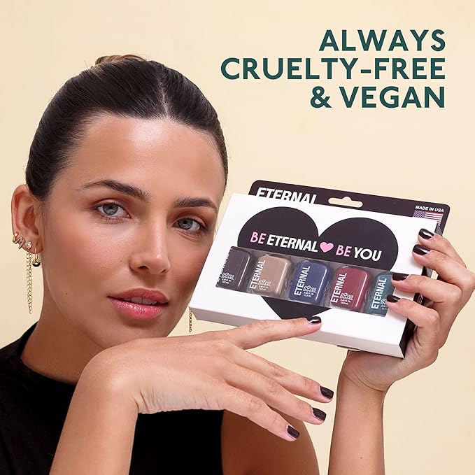 Eternal Beige Nail Polish Set for Women (ELEGANT) - Red Nail Polish Set for Girls - Lasting & Fast Dry Blue Regular Nail Polish for Home DIY Manicure Pedicure - Made in USA, 13.5mL (Set of 5)