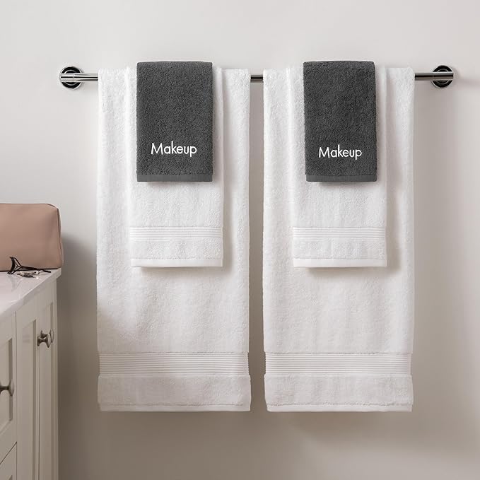 Arkwright Makeup Towels - Pack of 6 - Soft & Gentle Cotton Washcloth Face Make Up Remover, Reusuable Eraser Cloth Essentials for Hosts & Artists, 13 x 13 in, Grey