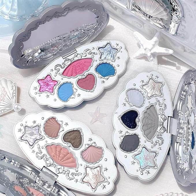 Flower Knows 03 Deep Sea - Sultry Smoke: Capture the mystery of the deep sea with cool, smoky greys and reflective silver glitter—siren eyes in a palette.Paint your lids with the colors of the sea