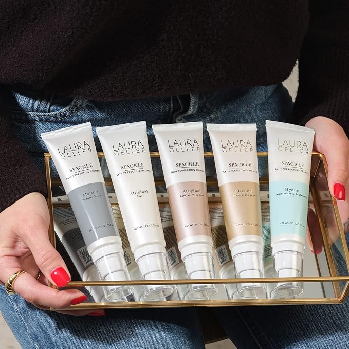 LAURA GELLER NEW YORK Spackle Primer - Champagne Glow - Super-Size 2 Fl Oz - Hyaluronic Acid Makeup Primer for Mature Skin