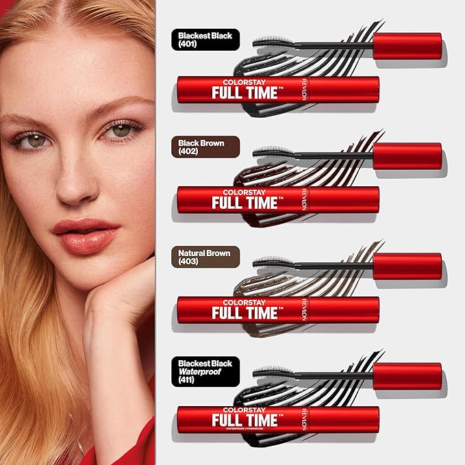 Revlon ColorStay Full Time Mascara, Volumizing Eye Makeup, 24 Hour Wear, Smudge-Proof, Non-Clumping and Flake-Free Formula, 401 Blackest Black