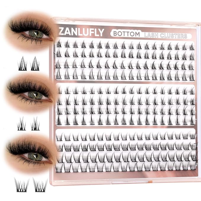 ZANLUFLY Natural Lower Lashes DIY Cluster Eyelash Extension - Wispy Bottom Lash Clusters 5-8MM, 3 Styles