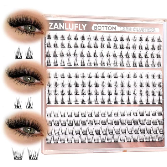 ZANLUFLY Natural Lower Lashes DIY Cluster Eyelash Extension - Wispy Bottom Lash Clusters 5-8MM, 3 Styles