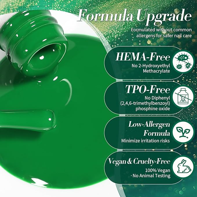 Born Pretty Christmas Carnival Evergreen Gel Nail Polish Set,6 Colors Green Glitter Gel Polish Set Forest Dark Avocado Sage Green Sparkle Soak Off U V Gel Nail Kit Manicure DIY Salon Home Gift