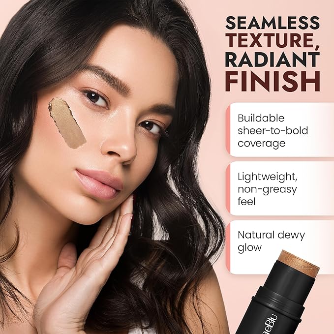 BaeBlu - Organic Blush Tube, Brandy - 100% Natural Vegan Cream Blush Sticks, Multi-Use Bronzer, & Highlighter for Lips, Cheeks & Eyes, Buildable Shimmer, Gluten-Free, Paraben-Free, Made in USA