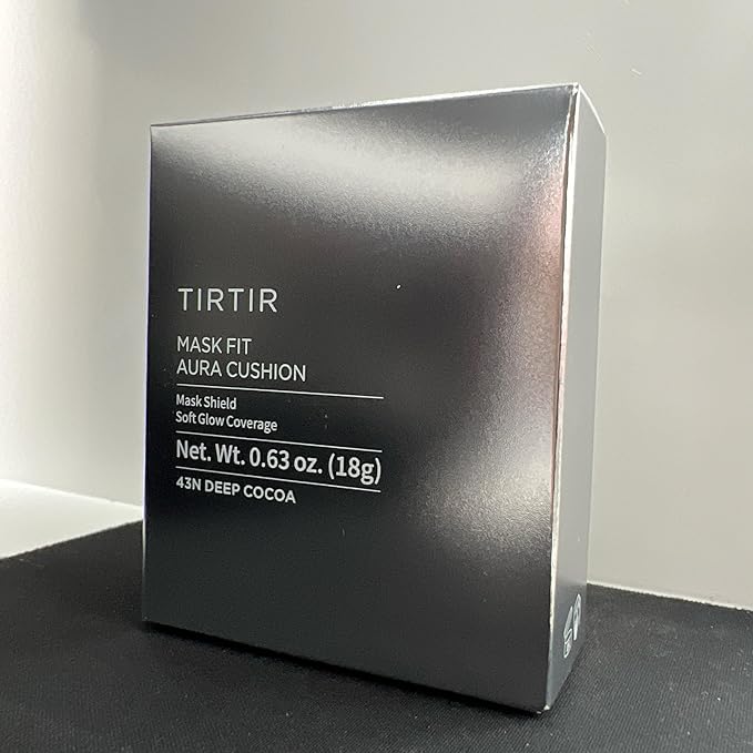 TIRTIR Mask Fit Aura Silver Cushion Foundation | Semi-glow Finish, Natural Coverage, Moisturizing, Lightweight, Korean cushion foundation (#43N Deep Cocoa, Full Size, 0.63 Fl Oz)