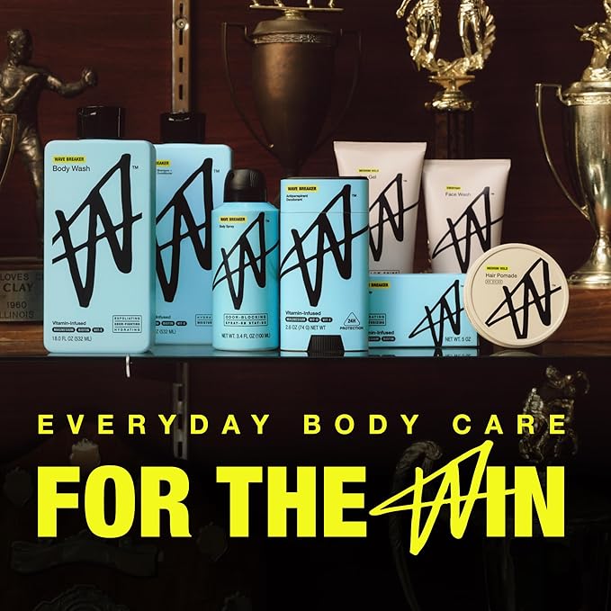 W By Jake Paul Exfoliating Body Wash for Men, Vitamin-Infused, Hydrating Shower Gel, Wave Breaker, 18 fl oz (Pack of 2)