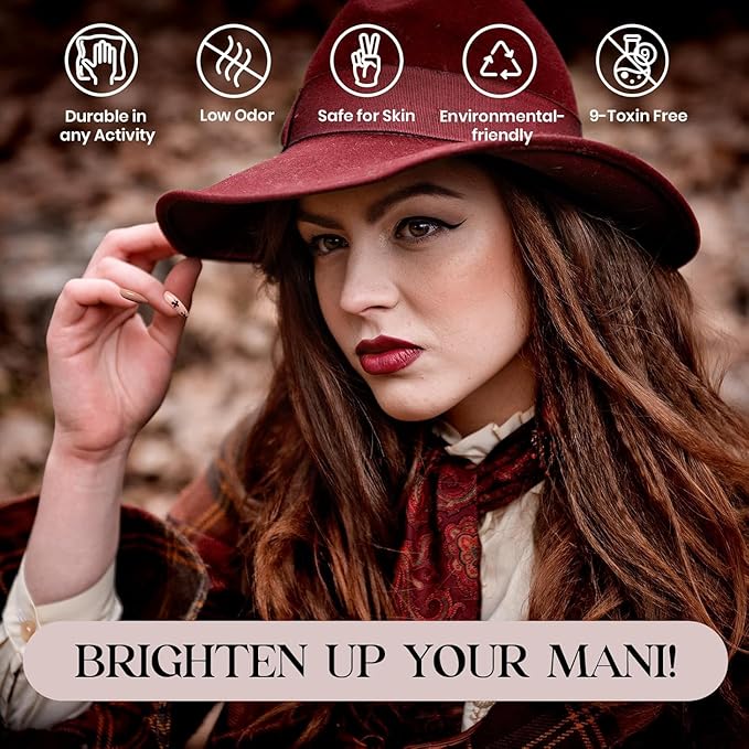 Beetles Fall Gel Polish Set Dark Brown Gel Nail Polish 6 Colors Glitter Burgundy Red Gold Black Sparkle Nail Kit Soak Off Led Manicure DIY Home Salon Gifts for Girls Women Academia Aesthetic