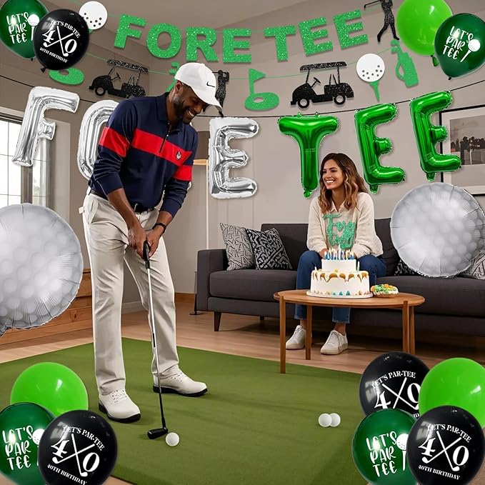 40th Birthday Decorations for Men, Golf Themed Happy 40th Birthday Party Decorations Balloons Numbers Banner Accessories Gifts for Men