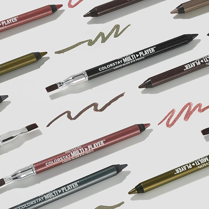 REVLON ColorStay Multiplayer Liquid-Glide Eye Pencil, Multi-Use Makeup With Blending Brush, Blends Then Sets, Creamy Texture, Waterproof, Smudge-proof, Longwearing, 403 Glitch Effect, 0.03 Oz