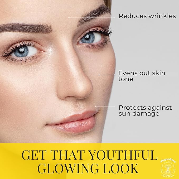 Organic Vitamin C Face Serum with 24K Gold Flakes, Hyaluronic Acid, Vitamin E - Vit C Facial Serum - Acne Scar Treatment, Dark Spot Corrector, Anti Aging & Brightening - Formulated in San Francisco