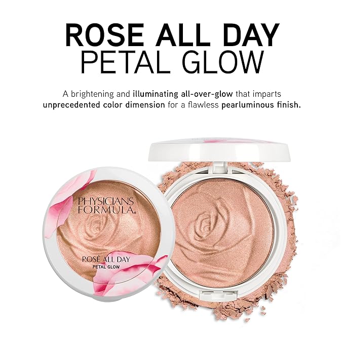 Physicians Formula Rosé All Day Highlighter Blush Face Powder, Pink Petal Glow, Dermatologist Tested, Clinicially Tested (Pack of 2)