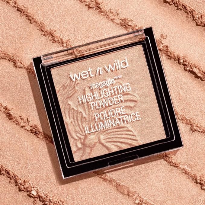 wet n wild MegaGlo Highlighting Powder, Highlighter Makeup, Shimmer Glow, Pink Rose Gold Blossom Glow