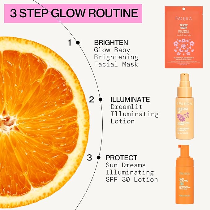 Pacifica Sheet Face Mask - 6 Pack - Glow Baby Brightening Facial Mask w/Vitamin C, Aloe & Kelp – Cooling Mask for Dark Spots & Fine Lines - Clean Beauty Vegan & Cruelty-Free Dermatologist Tested