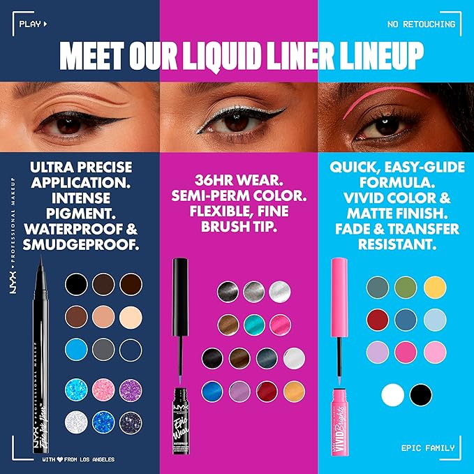 NYX PROFESSIONAL MAKEUP Epic Ink Liner, Waterproof Matte Liquid Eyeliner with Vegan Formula - Vintage Baby (Baby Blue)