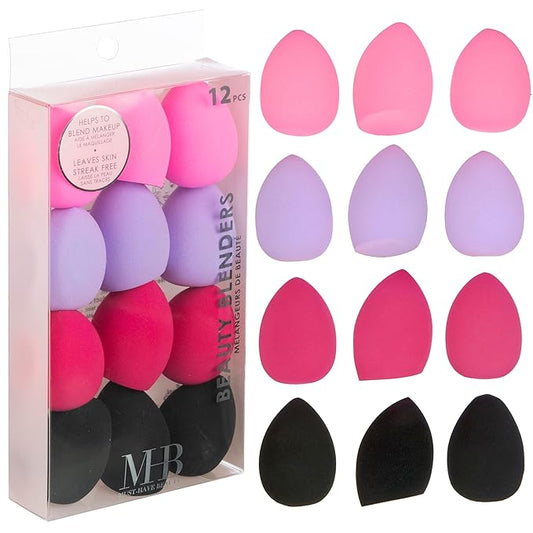 12pc Beauty Blenders Value Pack - Assorted Cosmetic Makeup Sponge Beauty Blender Set For Foundation, Blush, Concealer, Eyeshadow, Contour & Highlighter Bright