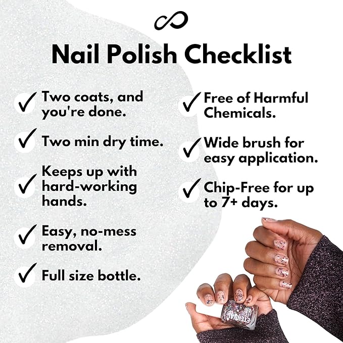 Eternal Glitter Nail Polish Set for Women (CONFETTI PARTY) - White Nail Polish Set for Girls | Long Lasting & Fast Drying Nail Polish Kit for Home DIY Manicure Pedicure| Made in USA, 13.5mL (Set of 4)