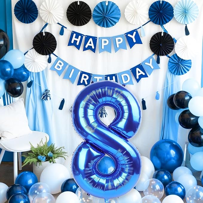 40 Inch Balloon Number 8 Navy Blue, Large Dark Royal Blue Foil Number 8 Balloons Set 0-9 for Men, Self Inflating Digital 8 Helium Balloons for Boys Birthday Anniversary Baby Shower Party Decorations