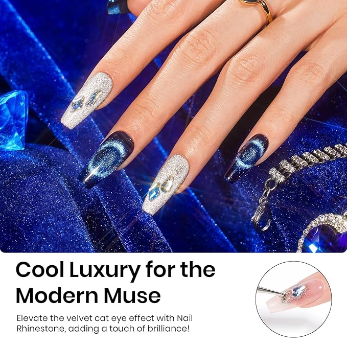 Beetles Cat Eye Gel Nail Polish Set - 6 Colors Glitter Burgundy Red Silver Blue Purple Green Gold Magnetic Cat Eye Gel Polish Holographic Effect Velvet Nail Art Salon DIY Home Gift for Women