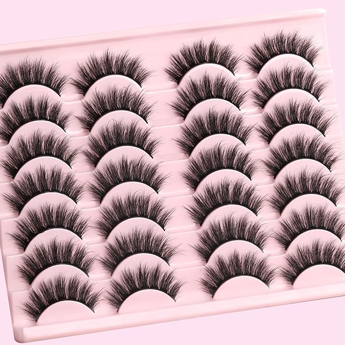 Veleasha Lashes 3D Faux Mink Lashes Fluffy False Eyelashes Natural Look 14 Pairs Lashes Pack Luxury Wispy Fake Eyelashes (815-Z)