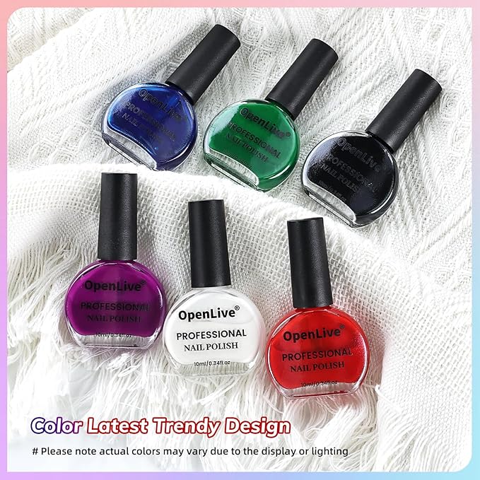 10ml Nail Polish Set 6 Colors Black White Red Deep Blue Dark Green Deep Purple All Seasons Neutral Color Quick Dry Nail Polish Set for Women Salon DIY Nail Art