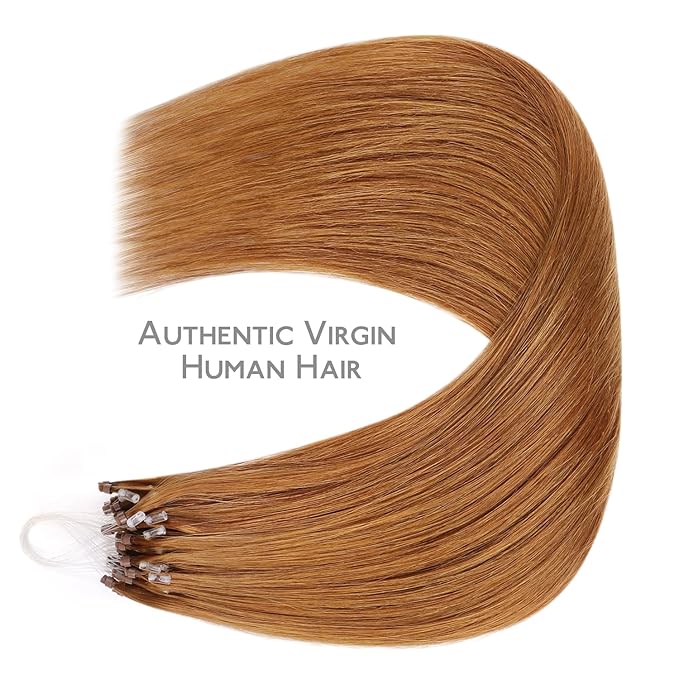 WENNALIFE Microlink Hair Extensions Human Hair, 50g 50s 24 Inch Auburn Ginger Remy Hair Microbead Micro Link Microloop Microring Invisible Straight Natural Fusion Installation