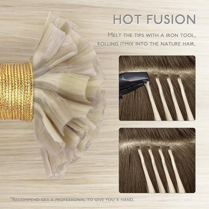 WENNALIFE U Tip Hair Extensions Real Human Hair, 50g 50s 18 Inch Ash Blonde Highlighted Platinum Blonde Remy Hair K Tip Invisible Straight Keratin Bond Hot Fusion Hair