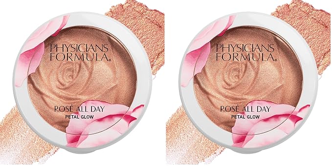 Physicians Formula Rosé All Day Highlighter Blush Face Powder, Pink Petal Glow, Dermatologist Tested, Clinicially Tested (Pack of 2)