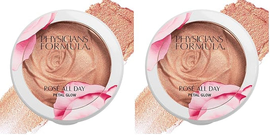 Physicians Formula Rosé All Day Highlighter Blush Face Powder, Pink Petal Glow, Dermatologist Tested, Clinicially Tested (Pack of 2)