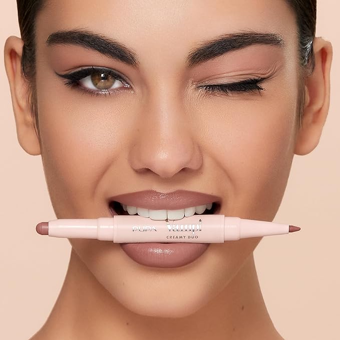 Pupa Milano Vamp! Creamy Duo, 005 Deep Nude, 1 Pc - 2 in 1 Lipstick and Lip Pencil - Long Lasting - Lightweight - No-Transfer - Smooth Texture - Highly Pigmented