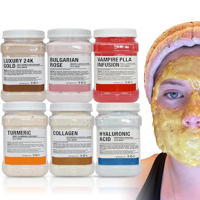 YMEYFAN Jelly Mask for Facials Professional Face Mask Bulk Wholesale, Jelly Mask Powder for Estheticians Supplies Beauty Salon Spa Face Mask Skin Care, 23Fl Oz (6 Jar)