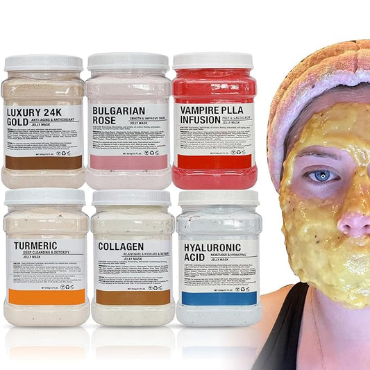 YMEYFAN Jelly Mask for Facials Professional Face Mask Bulk Wholesale, Jelly Mask Powder for Estheticians Supplies Beauty Salon Spa Face Mask Skin Care, 23Fl Oz (6 Jar)