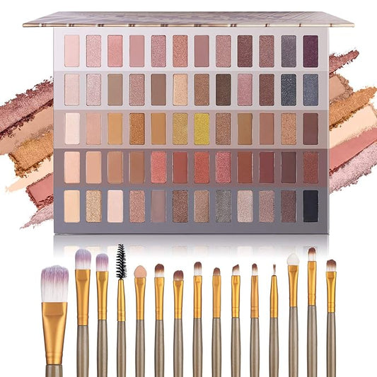 UCANBE Luxury Gathering Neutral Eyeshadow Makeup Palette, Naked Shimmer Matte Metallic Glitter Subtle Eyes Shadow,High Pigmented Nudes Creamy Smokey Pallet Set