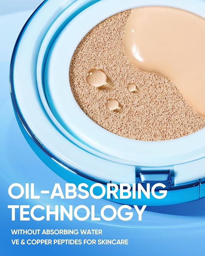 Velvet Matte Cushion Foundation Blue Ultra Cover Powder Foundation Oil-Control Waterproof BB Cushion Makeup CC Cream (01 VANILLA)