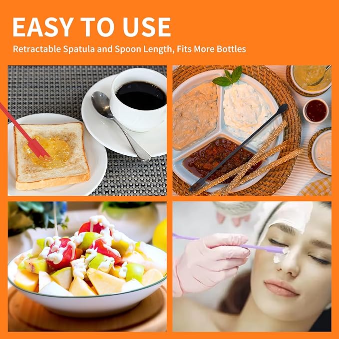 Makeup Spatula Tool for Cosmetics Beauty Kitchen Jar Mini Tiny Set Thin Blade -Reusable Long Beauty Small Spatula to Get Lotion Bottle Spatula