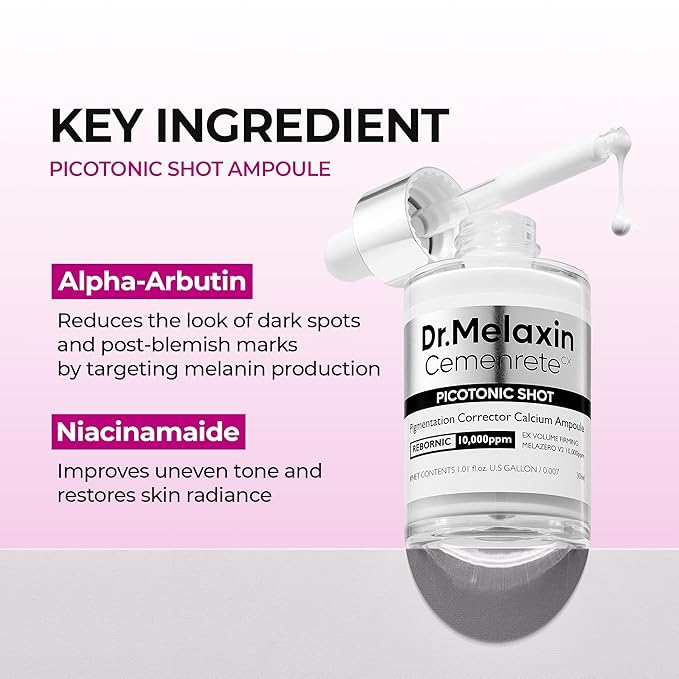 Dr.Melaxin Cemenrete Picotonic Shot Calcium Ampoule for Even Skin Tone & Skin Clarity Anti-aging Dark spot care 1.01 fl.oz.