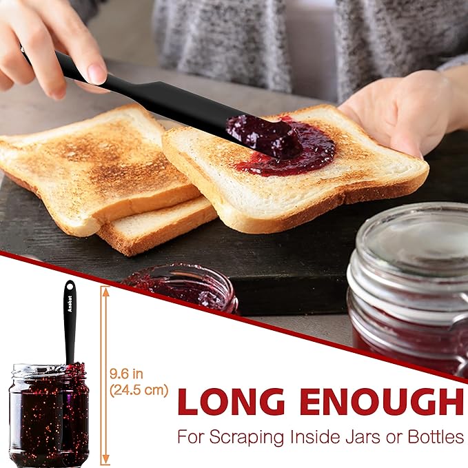 Anaeat Heat Resistant Silicone Spatula Set of 8 - Seamless One-Pieces Design, Non-Stick Rubber Spatulas & Mini Kitchen Scraper Flexible for Non-stick Cookware - Easy Baking, Cooking, Scraping & Mixing